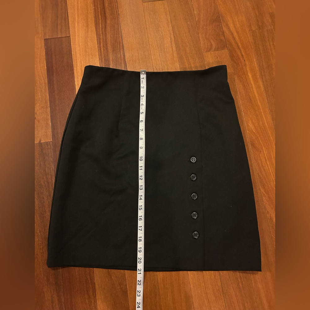 Studio C Black Pencil Skirt with Button Accents - Picture 4 of 6